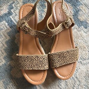 J. Crew Leopard Print Calf Hair Platform Wedge Sandals